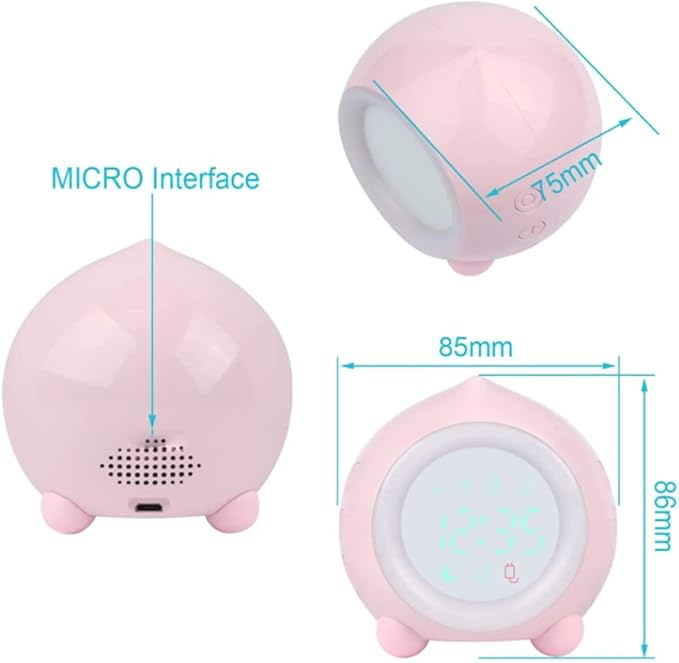 Peach Shape Alarm Clock Smart Mini Multi-Function LED Digital Clock Sleep Night Lights Mute Alarm Clocks (Color : B)