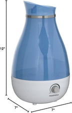 HealthWise Cool Mist Ultrasonic Humidifier | For Medium Size Rooms | No Filter Required | 24 Hour Run Time, Blue, 2.6L