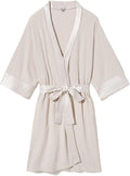 PJ Harlow Womens Shala-rib Knit Camono Robe With Satin Belt and Trim