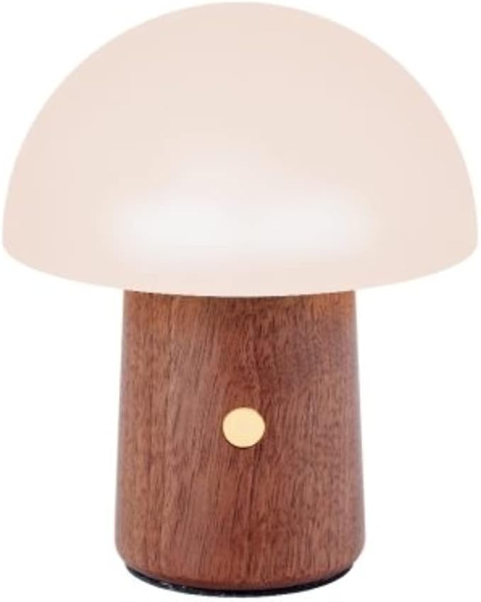 Gingko Mini Alice Mushroom Lamp - Natural Walnut Wood - Touch Control - 7 RGB Lights and Warm Light Mode