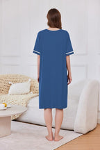 Ekouaer Women Zipper Robe Short Sleeve Duster Housecoat Short Bathrobes Zip Front Nightgown with Pockets S-3XL