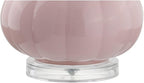JONATHAN Y 28.5" Pink Glass Teardrop LED Table Lamp Set of 2 for Living Room Bedroom Nightstand, White Linen Shade Modern Transitional Bedside Desk Lamp JYL1079A-SET2