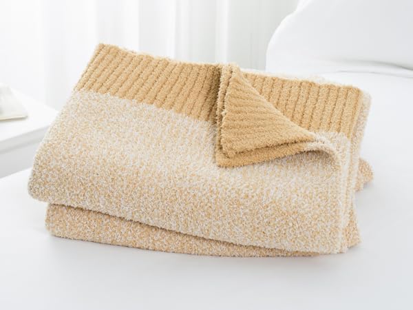Carriediosa Heather Throw Blanket 60" X 80" Twin, 400GSM Ultra Soft Microfiber Fuzzy Fluffy Reversible Knitted Blankets Cozy Plush Lightweight and Warm Fall Throws for Couch, Bed, Sofa, Yolk Yellow