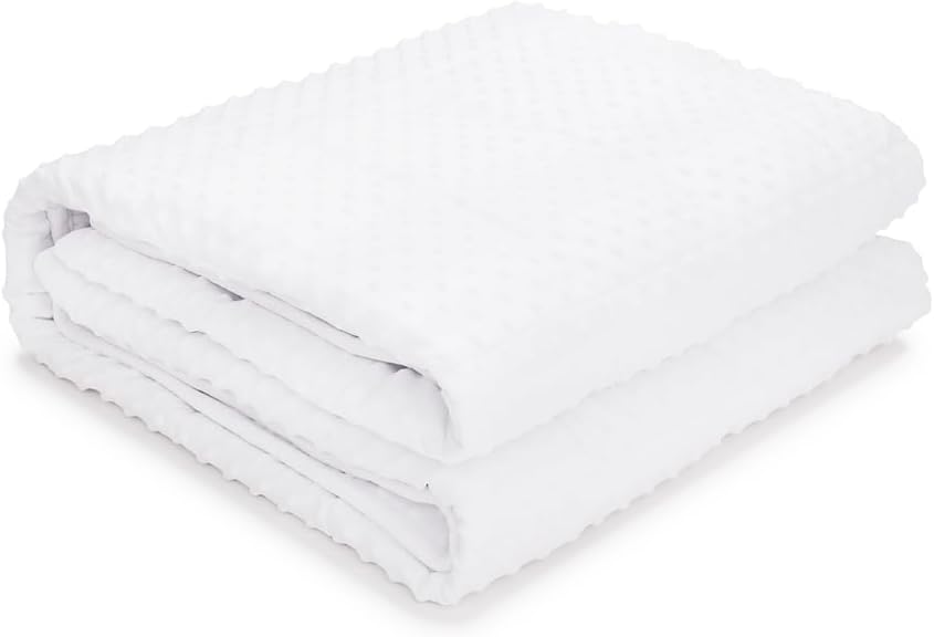 TONGDADA Minky Weighted Blanket | 40''x60'',10lbs | Cozy and Soft Minky Weighted Throw Blanket | Luxury Velvet with Premium Glass Beads | White Minky