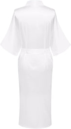 Womens Long Silky Robe Satin Kimono Robes Silk Bathrobe for Wedding Party Full Length Dressing Gown