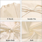Women's Short Satin Robes Silky Bathrobe Bridesmaid Sleepwear for Wedding Party Getting Ready Solid Color