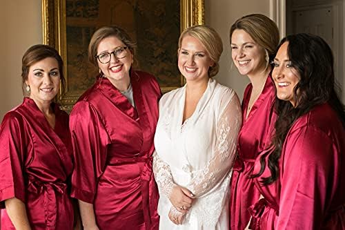 Women's Satin Robes Floral Bridesmaid Robes Short Silk Kimonos Sleepwear