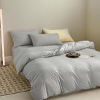 Luxlovery Silver Grey Full Size Comforter Set Full Light Grey Bedding Comforter Set Women Men Light Gray Bed Set Soft Breathable Cozy Silver Gray Bedding Set 3 Piece Comforter