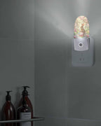 Easter Spring Peach Blossom Rabbit Night Light Plug into Wall, Colorful Eggs Farm Floral Popsicle Shape Night Light Nightlight with Light Sensors for Kids Bedroom Hallway