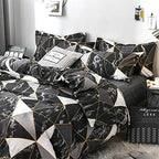 CLOTHKNOW Black White Marble Comforter Set King Triangle Plaid Bedding Sets All Season Geometric Comforter