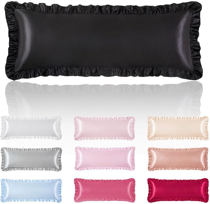 White Satin Pillowcases Body Pillow for Hair and Skin,White Body Pillow Silk Pillowcase with Envelope Closure Princess Room Decoration