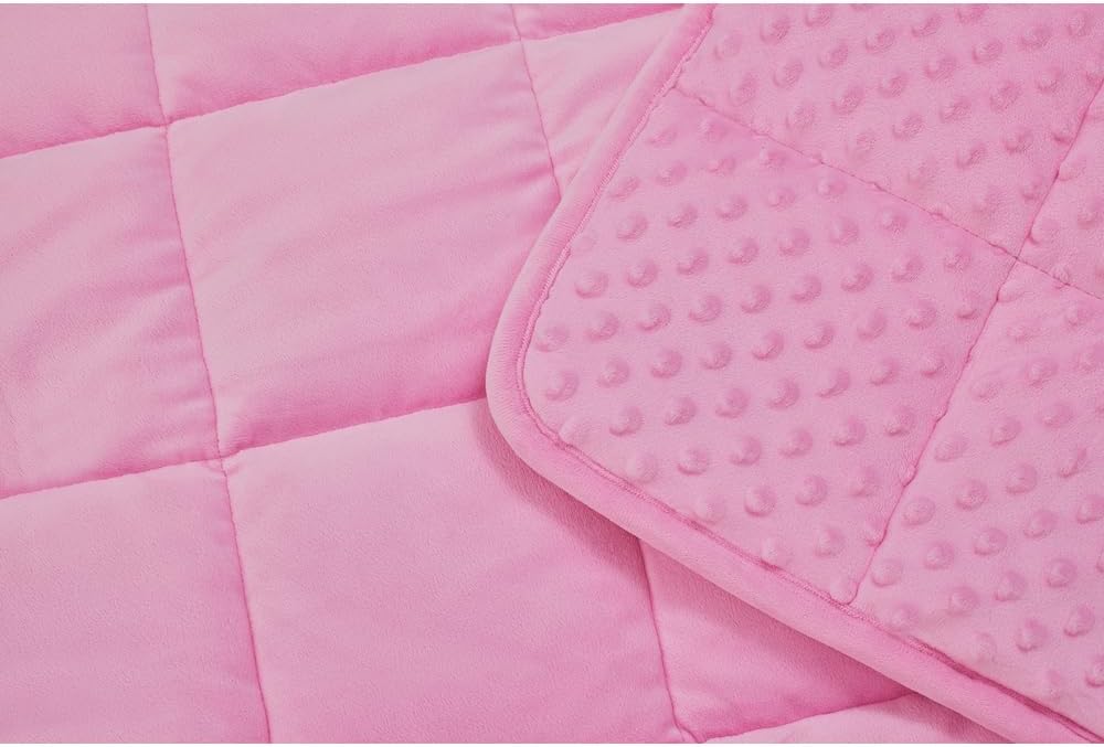 TONGDADA Minky Weighted Blanket | 40''x60'',10lbs | Cozy and Soft Minky Weighted Throw Blanket | Luxury Velvet with Premium Glass Beads | Pink Minky