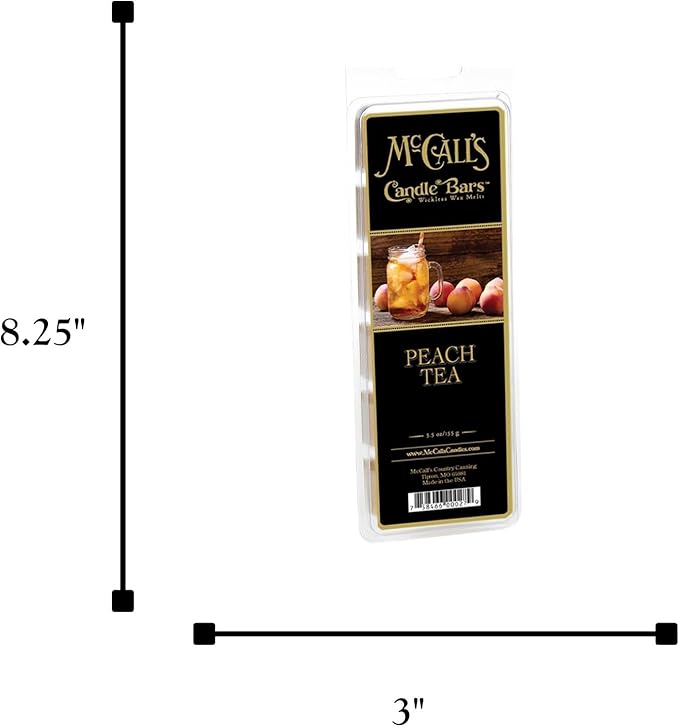 McCall’s Candles | Peach Tea | Scented Wax Melt | Juicy Peach, Black Tea, Lemon Zest & Sage | 6-Piece Break-Apart Bar | 12–24 Hours Per Wedge | Poured in the USA | 5.5 oz