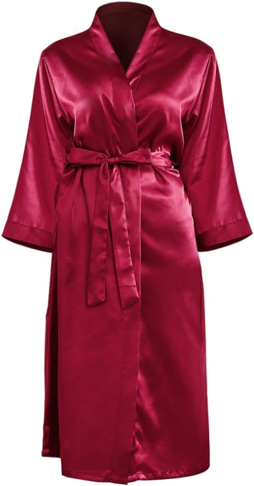 JEERLEEP Womens Silky Satin Robe Nine-quarter Sleeve Casual Sleepwear Party clothes Loungewear