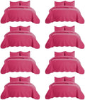 IR Imperial Rooms 8 Pack Quilt King Size Bedding (106" x 96") - Bulk Wholesale for Hotels, Guest Bedroom & Airbnbs - Lightweight Microfiber Reversible Embossed Quilts Bedspread (Pink)