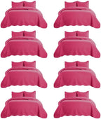 IR Imperial Rooms 8 Pack Quilt King Size Bedding (106" x 96") - Bulk Wholesale for Hotels, Guest Bedroom & Airbnbs - Lightweight Microfiber Reversible Embossed Quilts Bedspread (Pink)