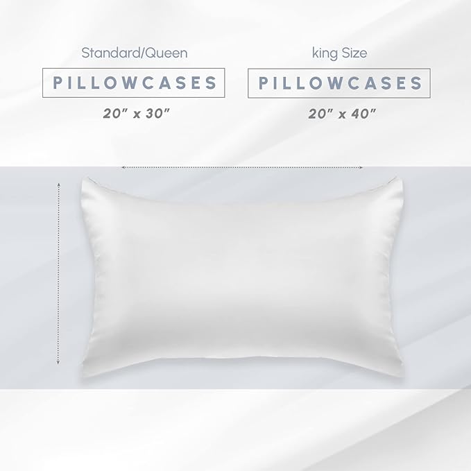 Elegant Comfort 6-Pack White Standard/Queen Viscose Satin Pillowcase Set with Hidden Zipper Closure, 20" x 30"