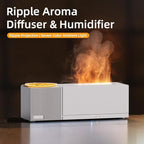 Essential Oil Diffuser, Flame Oil Diffuser - Aromatherapy Aroma Humidifier, Ripple Projection Vibe Remote Control - Perfect for Bedroom Home Office (150ml Ripple Flame, White)