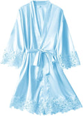 Womens Lace Robe Silk Robes Short Bridal Robe, Sleepwear Wedding For Bridal Bride Bridesmaid Soft Kimono Robes