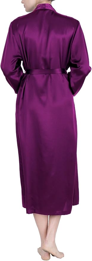 OSCAR ROSSA Women's Luxury Silk Sleepwear 100% Mulberry Silk Long Robe Kimono