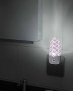 Spring White Pink Flowers Peaches Night Light Plug into Wall, Watercolor Chinese Wind Popsicle Shape Night Light Nightlight with Light Sensors for Kids Bedroom Hallway