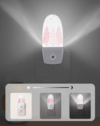 Night Light Plug into Wall, Winter Merry Christmas Trees Snowflakes Buffalo Check Simple Peach White Popsicle Shape Night Light LED Nightlight with Light Sensors for Kids Bedroom Hallway