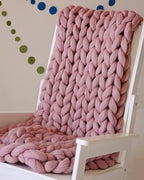 Chunky Knit Blanket, Boho Throw Blanket for Couch, Throw Blanket Knit Bed Scarf, Knitted Blanket, Supernatural Blanket, Wool Blanket for Home Decor or Gifts (Dusty Pink, 54"x75")
