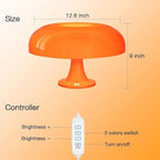 Retro Orange Mushroom Lamp for Bedroom Nightstand Mid Century Modern Table Lamp Decor Aesthetic Lighting Dimmable Mushroom Shaped Donut Bedside Lamp with 3 Lighting Modes, Minimalist Home Decor