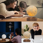 Levitating Moon Lamp, Magnetic Floating Moon Lamp Spinning Luna Night Light with 3 Color Modes, for Home Office Desk Decor, Bedroom Unique Lamps, Cool Tech Gadgets Gift for Women Kids