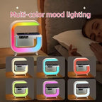 LED Table Lamp Speaker with Wireless Charger, Night Light Lamp with Bluetooth Speaker, Sunrise Alarm Clock, Smart Mini Atmosphere Lamp for Bedroom, Office, Living Area (White)
