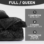 Intelligent Design Queen Comforter Set, Velvet Comforter Set , Luxury Diamond Quilting Comforter Set, Fluffy Comforter Bed Set with Decorative Pillowand 2 Shams, 4 Piece Black, Full/Queen