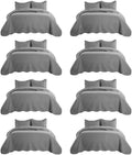 IR Imperial Rooms 8 Pack Quilt King Size Bedding (106" x 96") - Bulk Wholesale for Hotels, Guest Bedroom & Airbnbs - Lightweight Microfiber Reversible Embossed Quilts Bedspread (Grey)