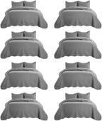 IR Imperial Rooms 8 Pack Quilt King Size Bedding (106" x 96") - Bulk Wholesale for Hotels, Guest Bedroom & Airbnbs - Lightweight Microfiber Reversible Embossed Quilts Bedspread (Grey)