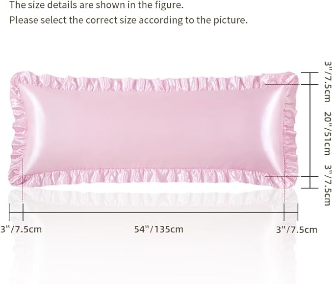 Pink Satin Pillowcases Body Pillow for Hair and Skin,Pink Body Pillow Silk Pillowcase with Envelope Closure Princess Room Decoration