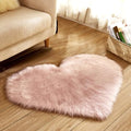 Faux Fur Sheepskin Heart Shaped Area Rugs, 12"x16" Luxurious Wool Love Floor Carpets Bathroom Non-Slip Mat for Home Decor Nursery Living Room Bedroom Pet Kids and Baby Room (Pink)