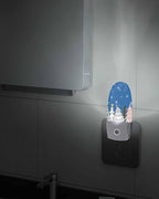 Night Light Plug into Wall, Christmas Winter Pine Trees Stars Snowflakes Sage Green White Peach Black Blue Popsicle Shape Night Light LED Nightlight with Light Sensors for Kids Bedroom Hallway