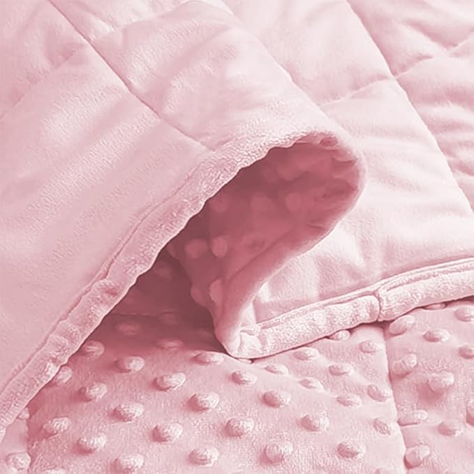 ALANSMA Reversible Weighted Blanket for All Season, Luxury Velvet, Warm and Cool, Adult Pink 7Lb Weighted Blanket, Enjoy Sleeping Anywhere(Pink,40"x60" 7lbs)