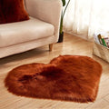 Faux Fur Sheepskin Heart Shaped Area Rugs, 12"x16" Luxurious Wool Love Floor Carpets Bathroom Non-Slip Mat for Home Decor Nursery Living Room Bedroom Pet Kids and Baby Room (Brown)