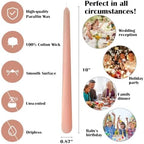12 Pack 10 inch Soft Peach Taper Candles, Unscented Dripless Candlesticks Bulk for Home Dinner Wedding Romantic, Long-Lasting Burn Time of 7-8 Hour