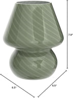 BSOD Mushroom Lamp, Glass Bedside Night Green Table Lamps Murano Vintage Small Nightstand Desklamp Swirl Light for Home Decor, Living, Bedroom, Gift (Stripe Green)