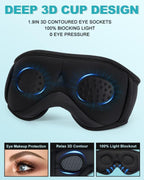 LC-dolida Sleep Headphones, 3D Sleep Mask Bluetooth Wireless, Sleeping Headphones for Side Sleepers Sleep Eye Mask Music Weighted Sleeping Mask Meditation Gifts for Men Women (Black)