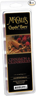 McCall’s Candles | Cinnamon & Cranberries | Scented Wax Melt | Zesty Cranberry, Rich Cinnamon & Holiday Spice | 6-Piece Break-Apart Bar | 12–24 Hours Per Wedge | Poured in the USA | 5.5 oz