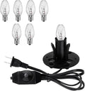 Himalayan Salt Lamp Cord Replacement Kit with Dimmer Switch & 6-Pack 15W E12 Halogen Bulbs, 5ft Cord Base Assembly for Salt Rock Lamps, 110V Adjustable Brightness Cord Set (1)