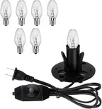 Himalayan Salt Lamp Cord Replacement Kit with Dimmer Switch & 6-Pack 15W E12 Halogen Bulbs, 5ft Cord Base Assembly for Salt Rock Lamps, 110V Adjustable Brightness Cord Set (1)