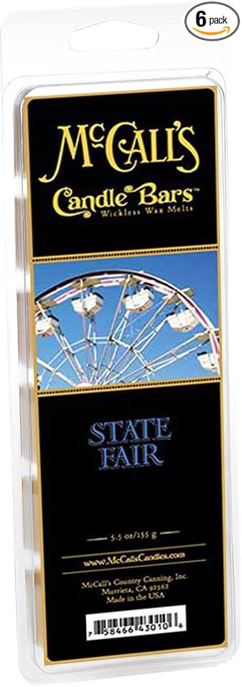 McCall’s Candles | State Fair | Scented Wax Melt | Caramel Apple, Pie Crust, Cinnamon & Nutmeg | 6-Piece Break-Apart Bar | 12–24 Hours Per Wedge | Poured in the USA | 5.5 oz