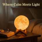 Mydethun Moon Lamp - 4.7' Gifts for Women, 3D Printed LED Night Light w/Wooden Base, Birthday Gifts for Mom, Wife, Girlfriend, Dual Color Touch-Dimmable Wedding Decor, White & Yellow