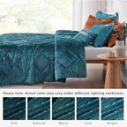 Intelligent Design Twin Comforter Set, Velvet Comforter Set , Luxury Diamond Quilting Comforter Set, Fluffy Comforter Bed Set with Decorative Pillowand 1 Sham, 3 Piece Teal, Twin/Twin XL