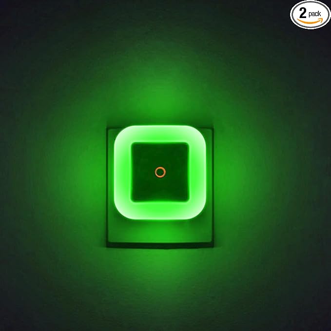 [Pack of 2] Bright Green Night Lights, Plug Into LED Wall Lights with Auto Light Sensor