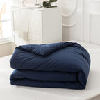 Luxlovery Navy Blue Comforter Set California King Size Navy Bedding Comforter Sets Comfy Soft Dark Blue Blanket Quilts Lightweight 3 Piece Bedding Set for Adults Cal King Size Bed