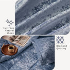 Intelligent Design King Comforter Set, Velvet Comforter Set , Luxury Diamond Quilting Comforter Set, Fluffy Comforter Bed Set with Decorative Pillowand 2 Shams, 4 Piece Blue, King/ Cal King